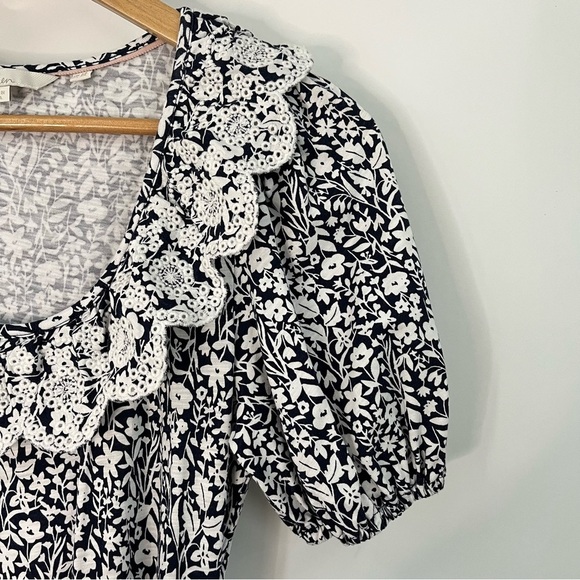 BODEN US 2R Trim Detail Jersey Midi Dress navy blue floral 0521 - Picture 6 of 15